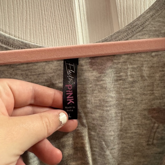 Electric Pink Tropical Tie Front Tank Top Size Large - Picture 3 of 4